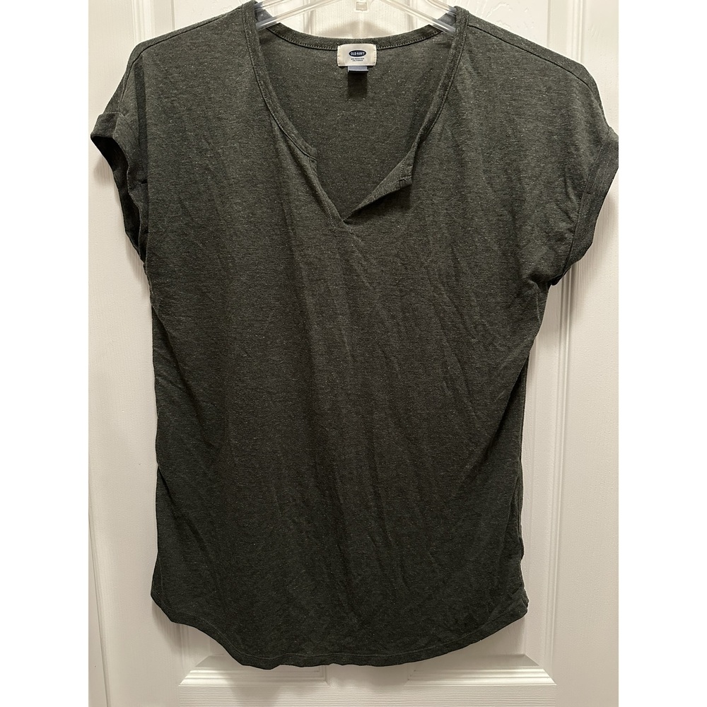 Old Navy L TALL Large LT Green Short Sleeve, V-Neck Soft, Thin, light weight - Picture 2 of 7